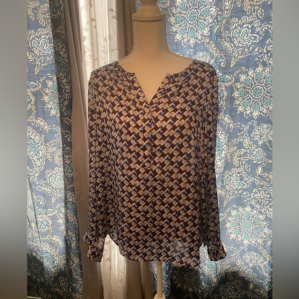 Talbots 3 button blouse top size large